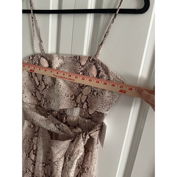 Zimmermann 3 Bellitude $640 LINEN Python Snake Print Midi Dress Neutral Tan 10 L - Picture 7 of 16